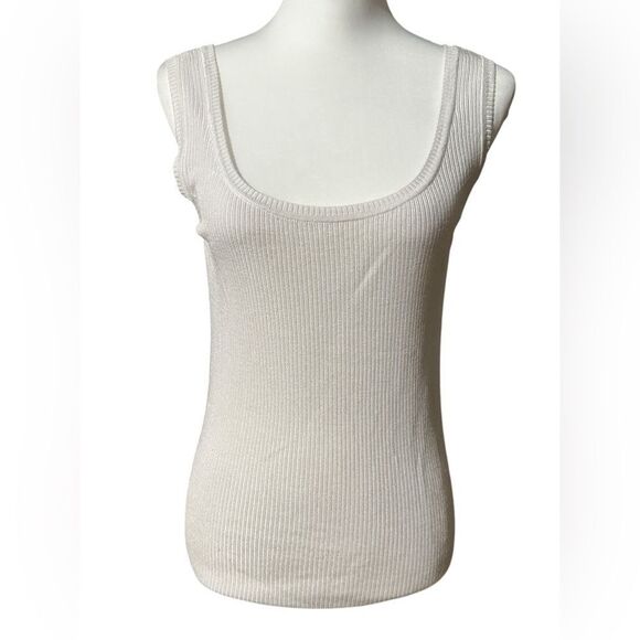 Ellen Tracy White Tank Style Ribbed Lightweight Sweater Sz XS - Picture 1 of 9